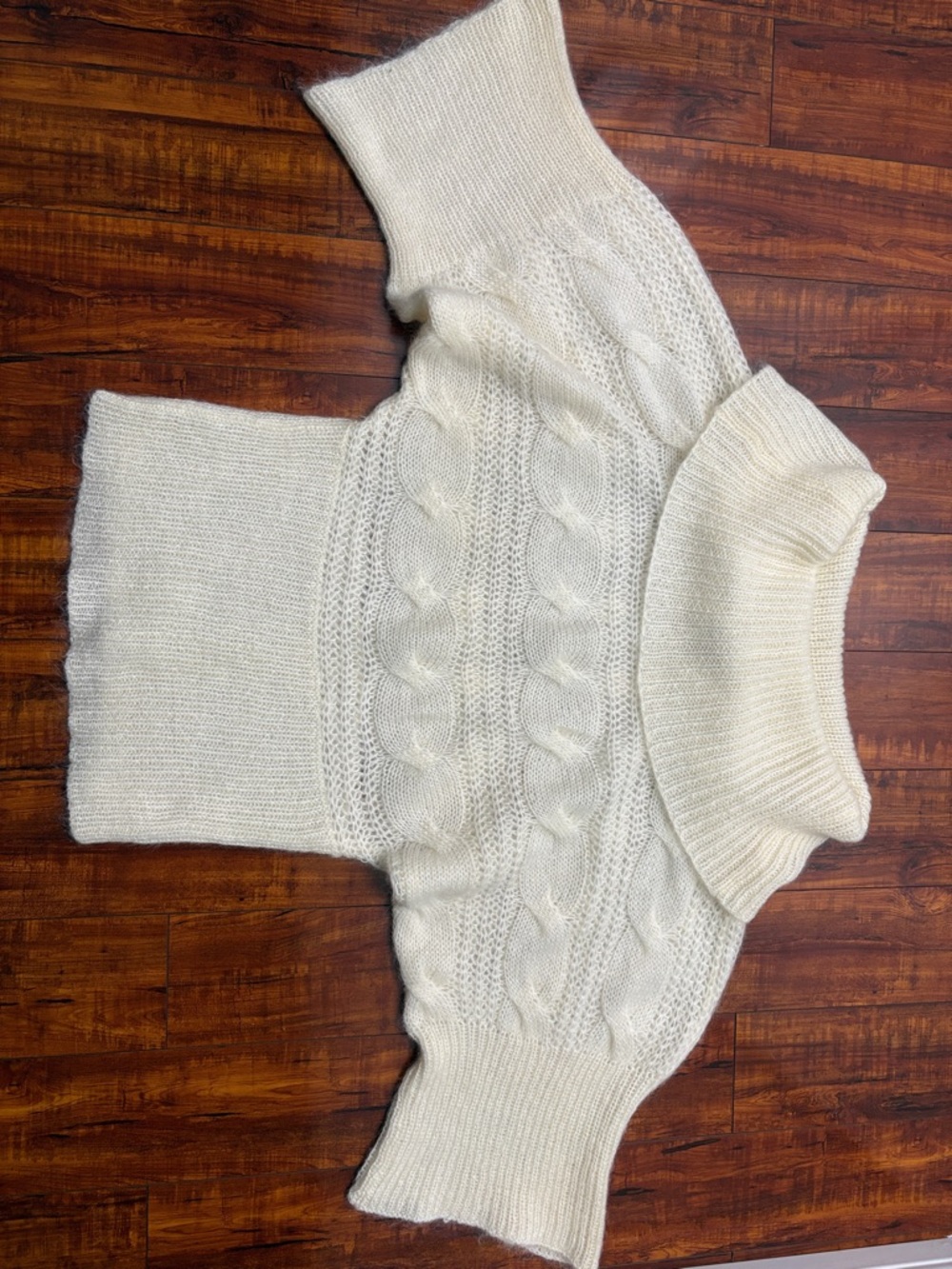 Arden B Cream Cable Knit Cowl Neck Sweater